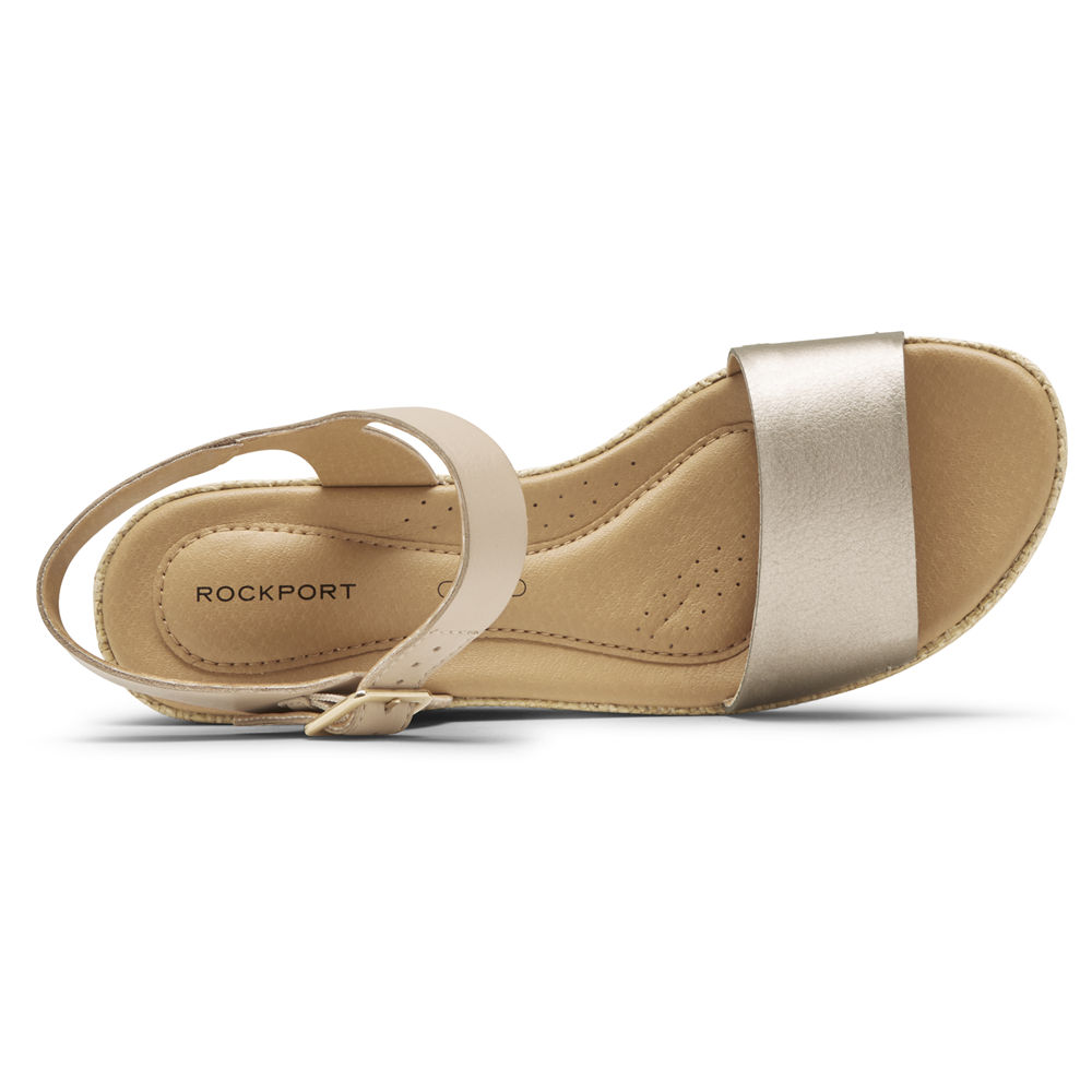 Sandalias Rockport Mujer Mexico - Lyla Ankle-Strap Plateados - HEMUY1328